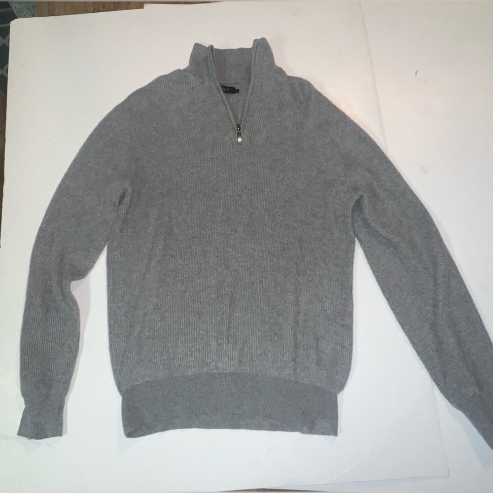 Moncrief London Cashmere Blend 1/4 Zip Sweater Pullover  Gray Size Large